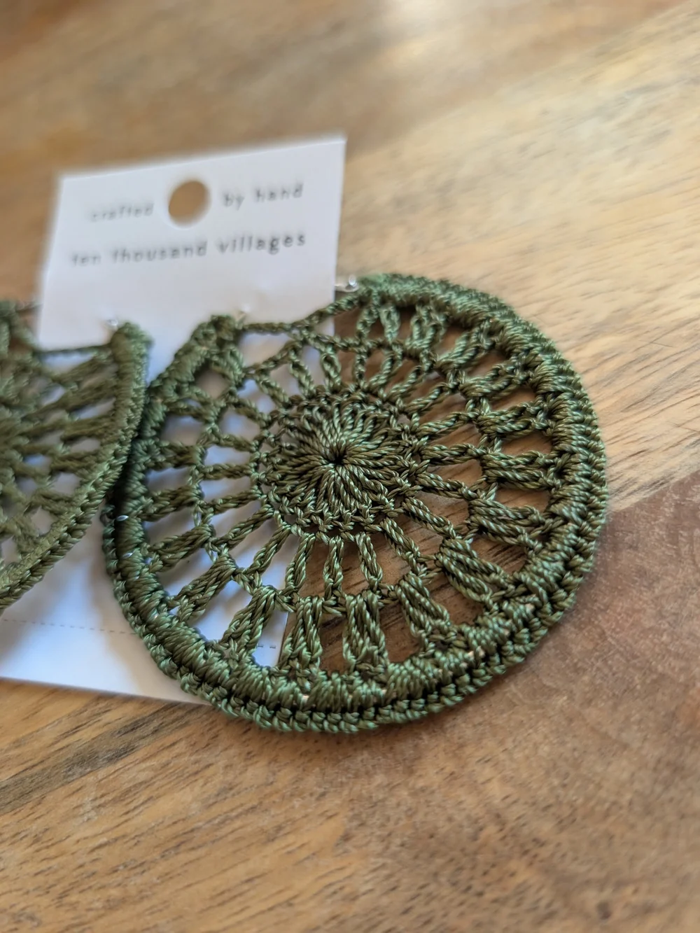 Green Crochet Hoop Earrings